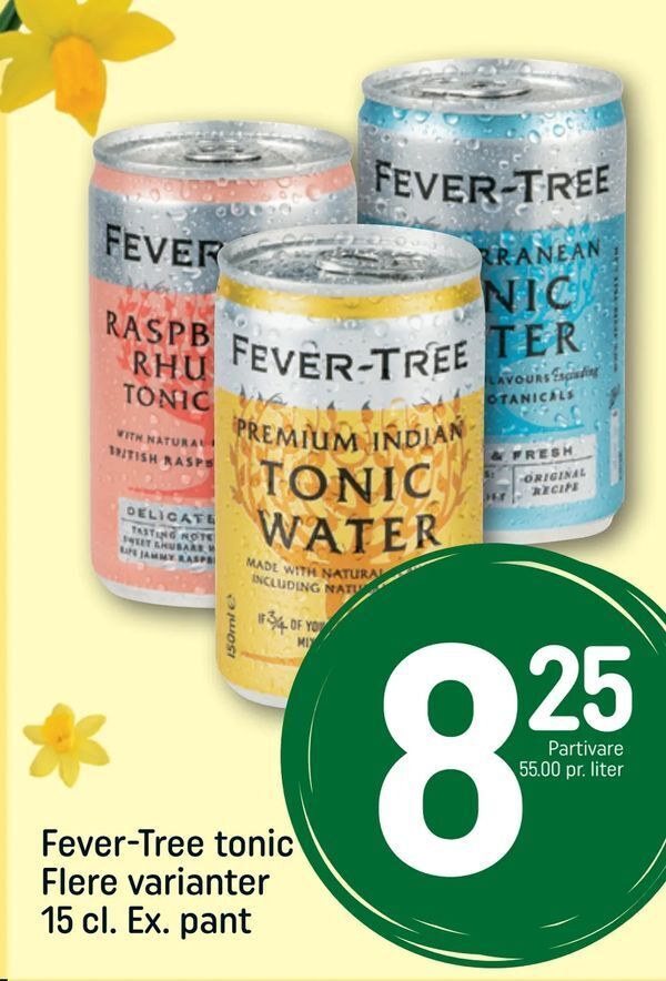 FeverTree tonic 15 cl. Ex. pant tilbud hos Rema 1000