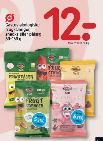 REMA 1000 Castus økologiske frugstænger, snacks eller pålæg tilbud