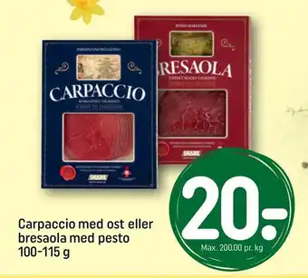 Carpaccio med ost eller bresaola med pesto