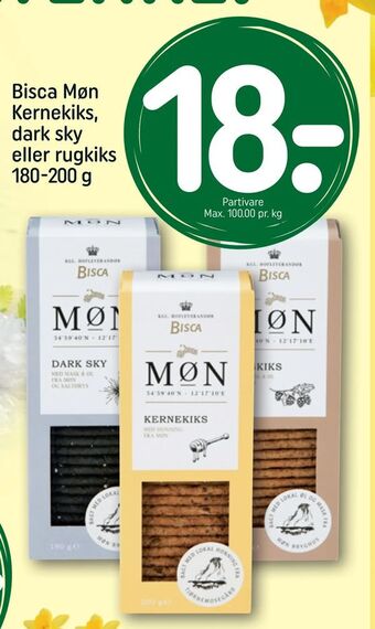 REMA 1000 Bisca Møn Kernekiks, dark sky eller rugkiks tilbud