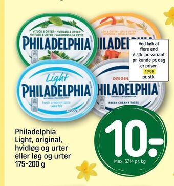 REMA 1000 Philadelphia Light, original, hvidløg og urter eller løg og urter tilbud