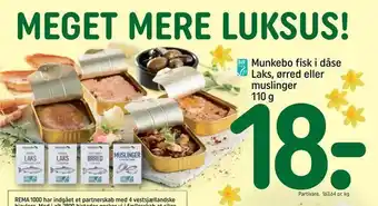 Munkebo fisk i dåse Laks, ørred eller muslinger