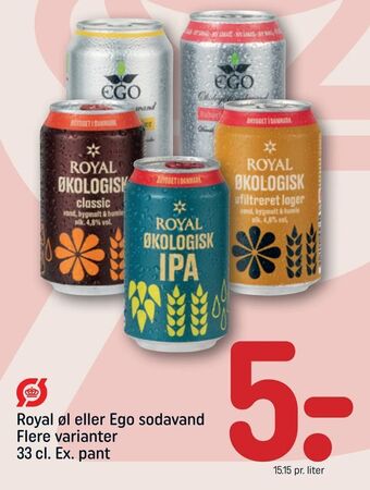 REMA 1000 Royal øl eller Ego sodavand tilbud