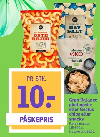 SPAR Grøn Balance økologiske eller Gestus chips eller snacks tilbud