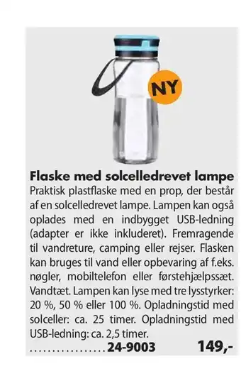 Biltema Flaske med solcelledrevet lampe tilbud