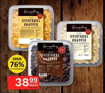 Spangsberg. chokoladek- napper mørk 900g spangsberg. over- træksknapper hvid 900g spangsberg. over- træksknapperlys 900g