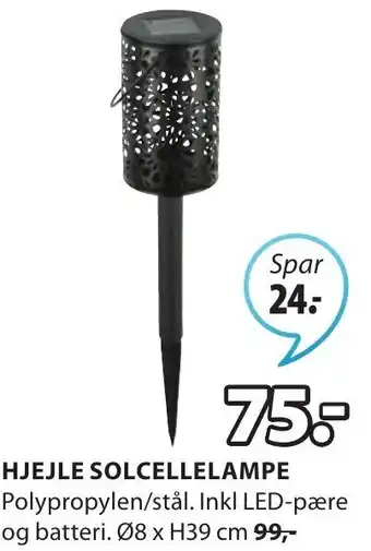 JYSK Hjejle Solcellelampe Ø8xH39 cm tilbud