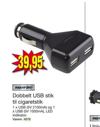 Harald Nyborg Dobbelt USB stik til cigaretstik tilbud