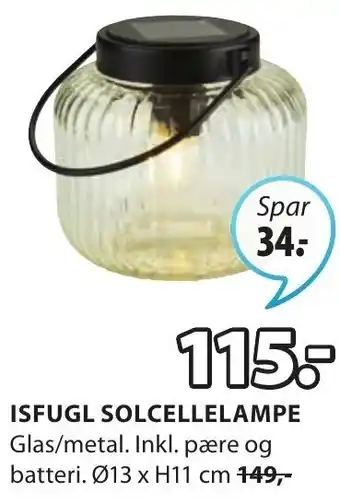 JYSK Isfugl Solcellelampe Ø13xH11 cm tilbud