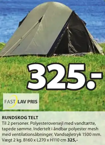 JYSK Rundskog Telt B160xL270xH110 cm tilbud