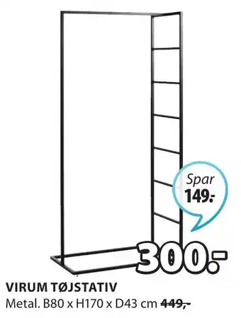 Virum Tøjstativ B80xH170xD43 cm