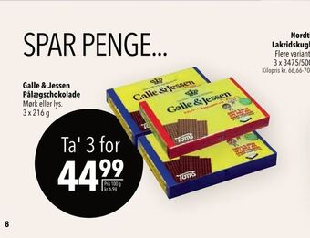 Citti Galle & Jessen Pålægschokolade tilbud