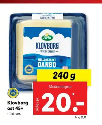 Let-Køb Klovborg ost 45+ tilbud