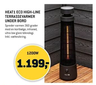 XL-BYG Heat1 eco high-line terrassevarmer under bord tilbud