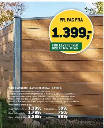 XL-BYG Wimex glyngøre classic hegnsfag i v-profil tilbud