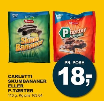 Let-Køb Carletti skumbananer eller p-tærter tilbud