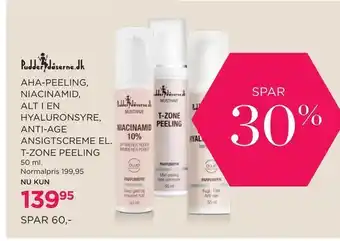 Aha-peeling, niacinamid, alt i en hyaluronsyre, anti-age ansigtscreme el. t-zone peeling