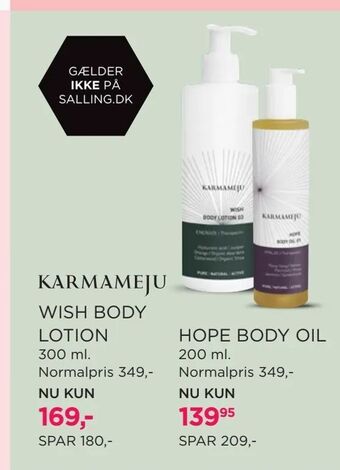 Salling Hope body oil tilbud