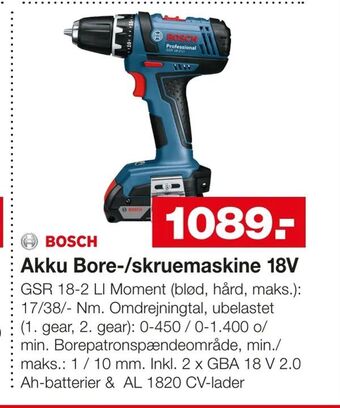 Bauhaus Akku Bore-/skruemaskine 18V tilbud