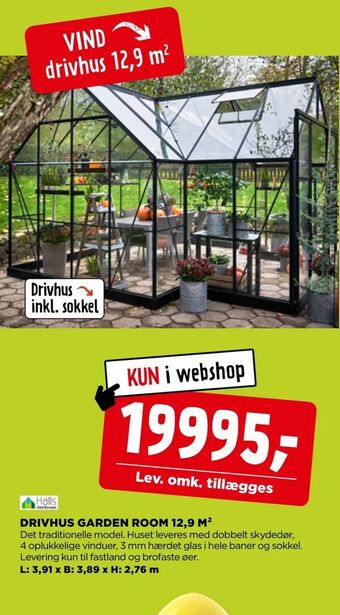 jem & fix Drivhus garden room 12,9 m2 tilbud