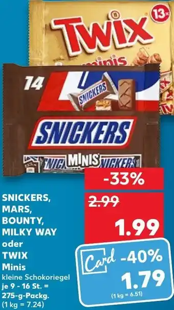 Snickers, Mars, Bounty, Milky Way oder Twix Minis 275 g