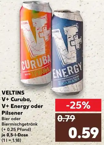 Kaufland DE Veltins V+ Curuba, V+ Energy oder Pilsener 0,5 liter tilbud