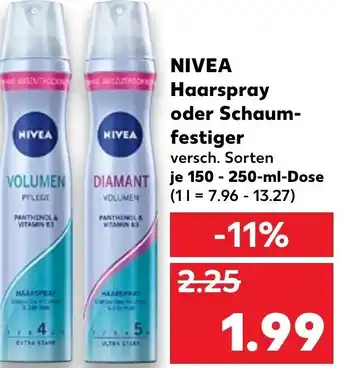 Kaufland Nivea Haarspray oder Schaumfestiger 150-250 ml tilbud