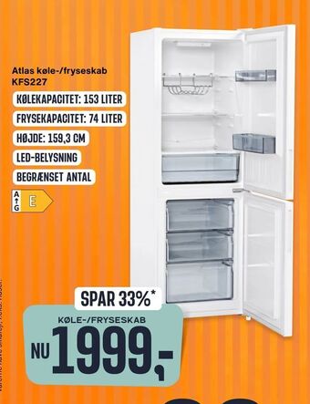 Skousen Atlas køle-/fryseskab tilbud