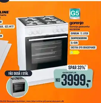 Skousen Gorenje gaskomfur KS7615W tilbud