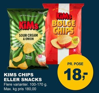 Let-Køb Kims chips eller snacks tilbud