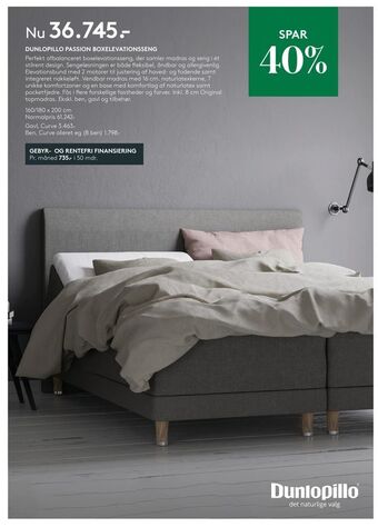 SengeSpecialisten Dunlopillo passion boxelevationsseng tilbud