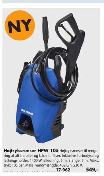 Biltema Højtryksrenser HPW 105 tilbud
