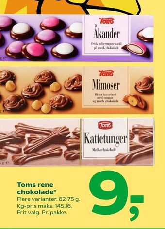 Coop 365 Toms rene chokolade tilbud