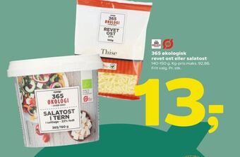 Coop 365 365 økologisk revet ost eller salatost tilbud