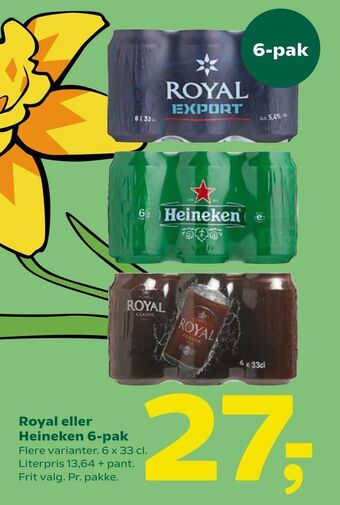 Coop 365 Royal eller Heineken 6-pak tilbud