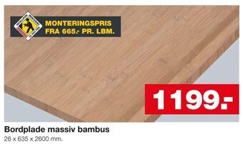 Bauhaus Bordplade massiv bambus tilbud