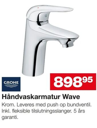 Bauhaus Håndvaskarmatur Wave tilbud
