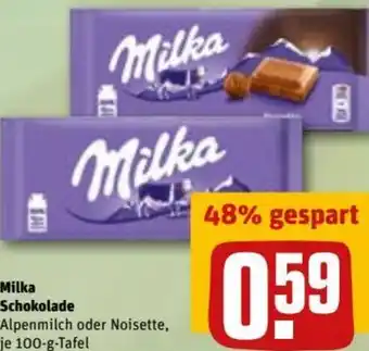 REWE DE Milka Schokolade 100g tilbud