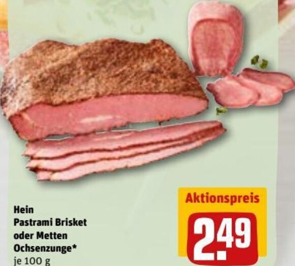 Hein Pastrami Brisket oder Metten 100g tilbud hos REWE