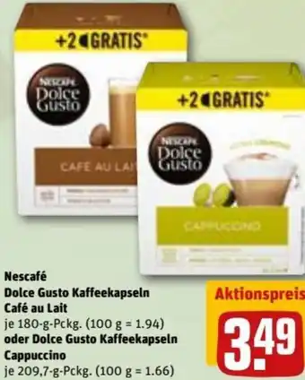 REWE DE Nescafé Dolce Gusto Kaffeekapseln Café au Lait 180g oder Dolce Gusto Kaffeekapseln Cappuccino 209,7g tilbud