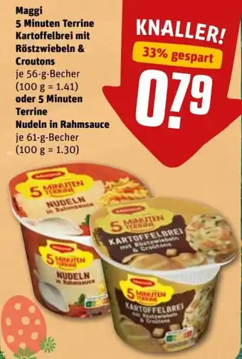 REWE DE Maggi 5 Minuten Terrine Kartoffelbrei Mit Röstzwiebeln & Croutons 56g Oder 5 Minuten Terrine Nudeln In Rahmsauce 61g tilbud