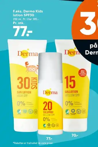 Bilka Derma Kids lotion SPF30 tilbud