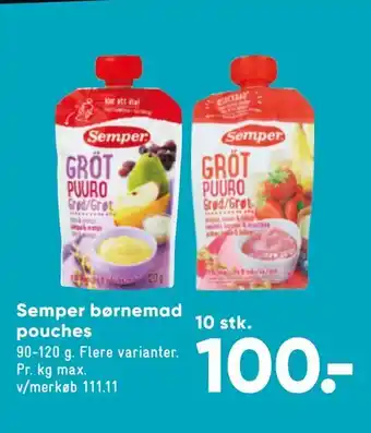Bilka Semper børnemad pouches tilbud