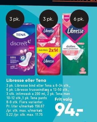 Bilka Libresse eller Tena tilbud