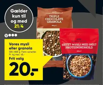 Bilka Vores mysli eller granola tilbud