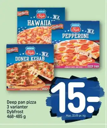 REMA 1000 Deep pan pizza 3 varianter Dybfrost tilbud