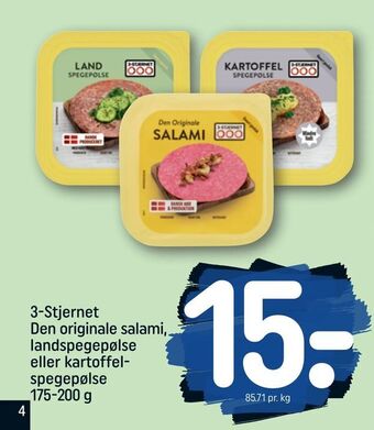 3-Stjernet Den originale salami, landspegepølse eller kartoffel spegepølse