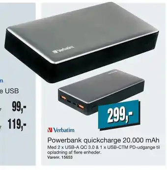 Harald Nyborg Powerbank quickcharge 20000 mAh tilbud
