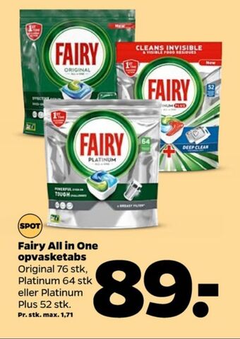 Netto Fairy maskinopvask-tabs tilbud