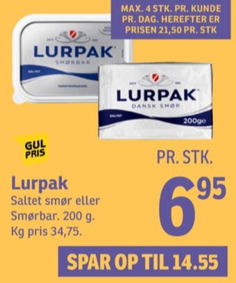 SPAR Lurpak smør saltet tilbud